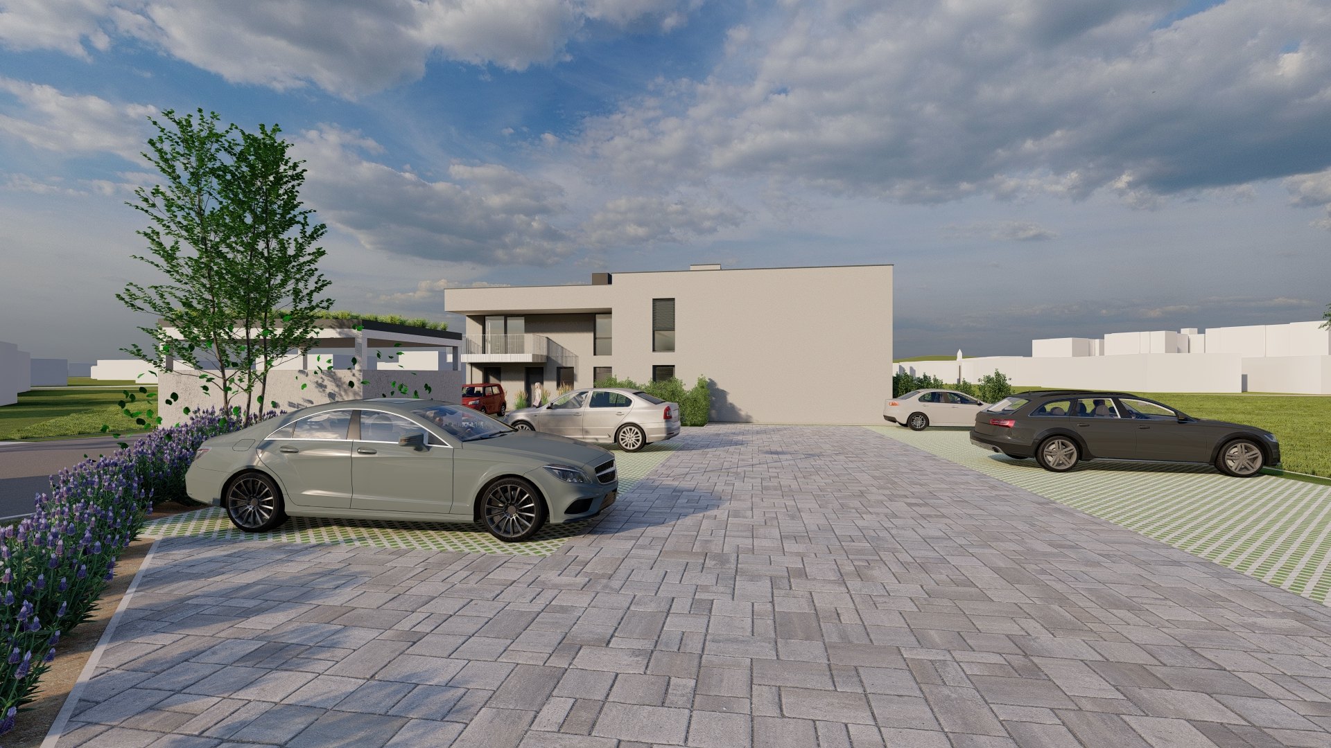 Parkplatz und Zufahrt